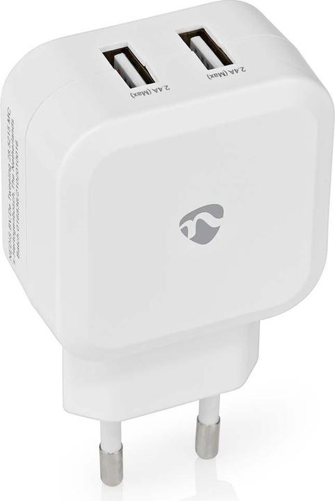 Produktbild Nedis Netzladegerät - 2X 2.4 A - Port Type: 2X USB-A - 24 W - Einzelspannungsausgang - PC - Weiss (24 W, 2 Ports)