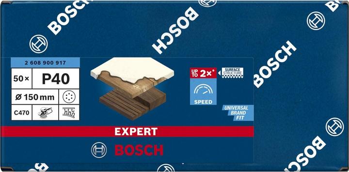 Produktbild Bosch Professional Zubehör EXPERT C470 Schleifpapier mit 6 Löchern für Exzenterschleifer, 150 mm, G 40, 50-tlg. (40)