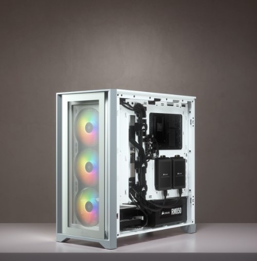 Actual product image Corsair iCUE 4000X RGB Mid-Tower White tempered glass case (ATX, mATX, Mini-ITX, E-ATX)