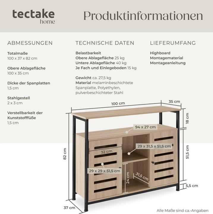 Image du produit tectake Warrington (100 x 37 x 82 cm)