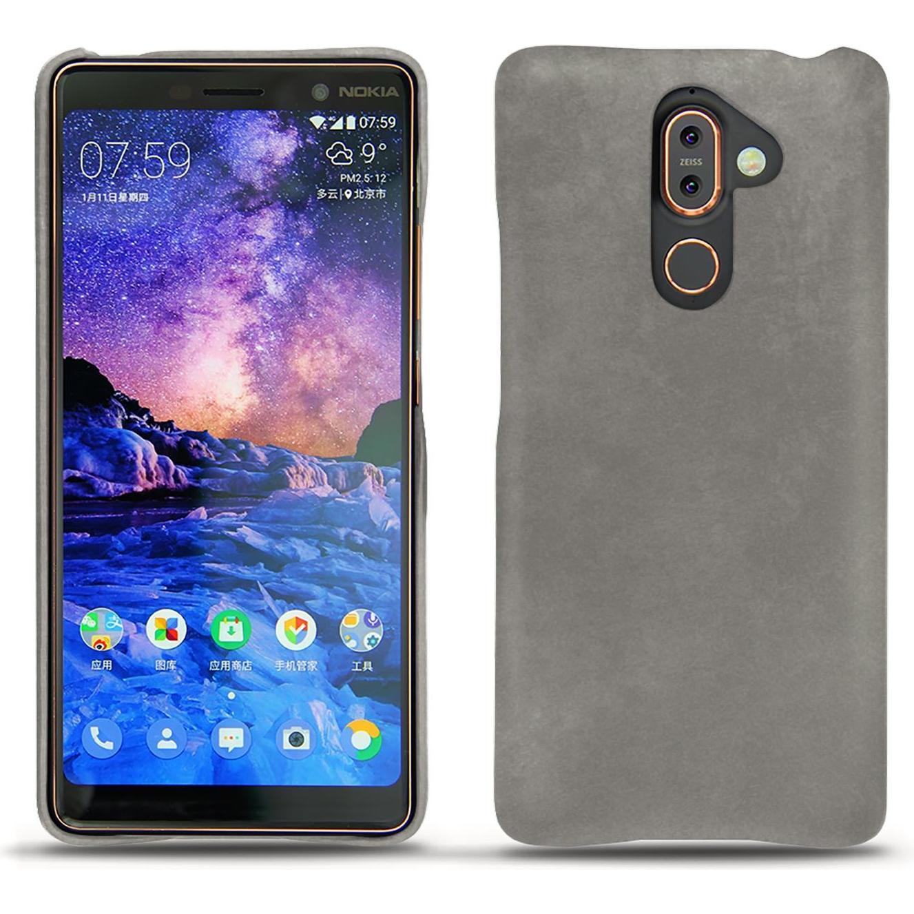Noreve Lederschutzhülle (Nokia 7 Plus), Smartphone Hülle, Grau