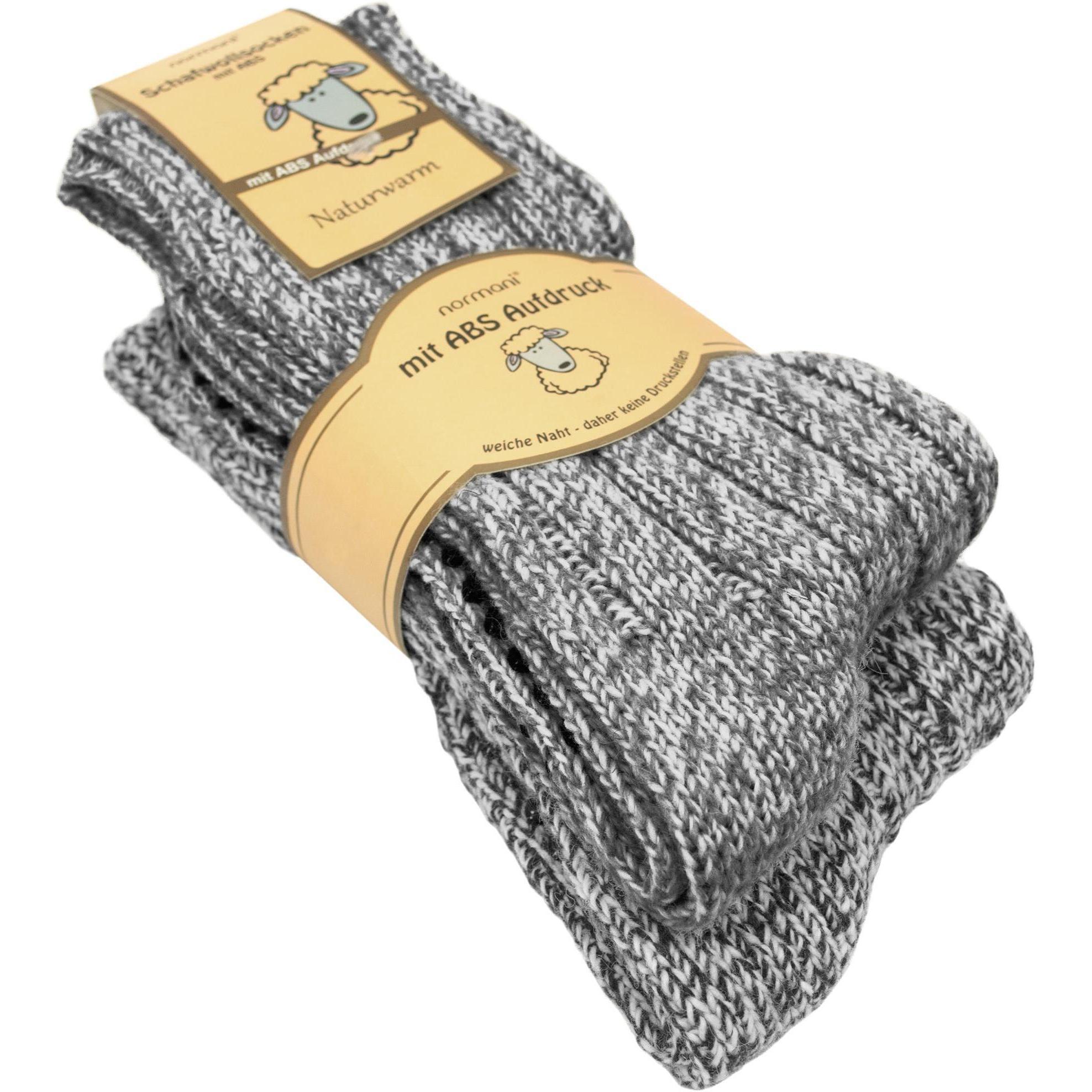Normani, Herren, Socken, 2 Paar Norweger-ABS-Socken mit Schafwolle, Grau, (2er Pack, 39 - 42)