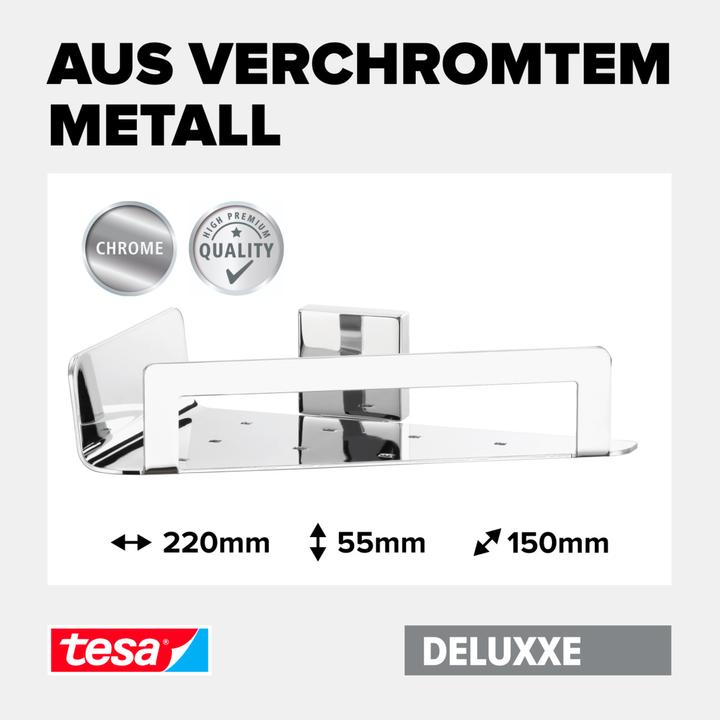 Produktbild tesa DELUXXE Eckduschkorb inkl. Klebelösung ohne Bohren (15 x 22 x 5.5 cm)