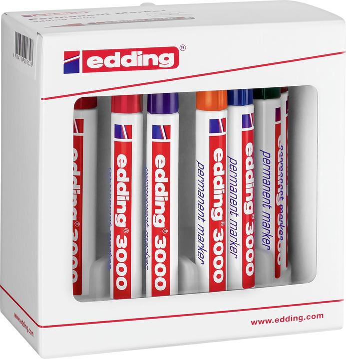 Image du produit Edding 4-3000-10999 Marqueurs permanents Noir, Rouge, Bleu, Vert, Orange, Gris