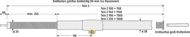 Produktbild Abus Tele-Z 100 W AL0125 Teleskopstange weiss