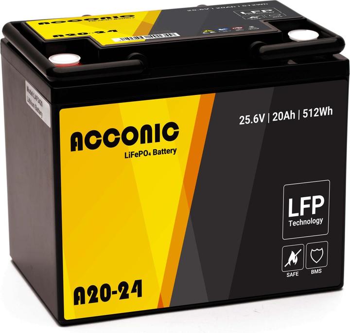 Acconic A20 LiFePO4 Batteria di alimentazione al litio 24V (24 V, 20 Ah)