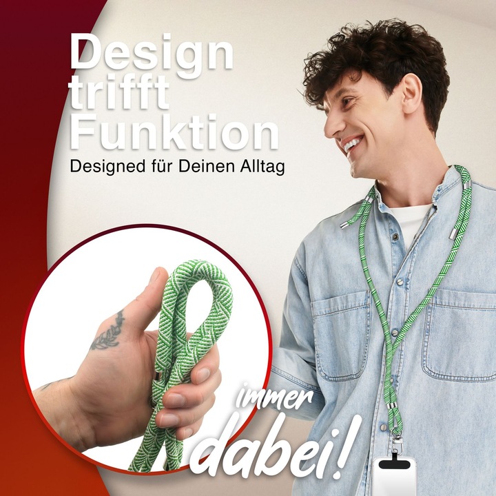 Produktbild Nalia HoldMe Lanyard Handykette – Universal Trageband für Smartphones - Verstellbar, Soft & Elastisch