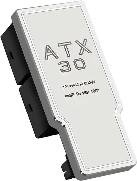 Actual product image Phobya ZK 12VHPWR Adapter 180 degrees 16Pin to 4x8Pin - White Left