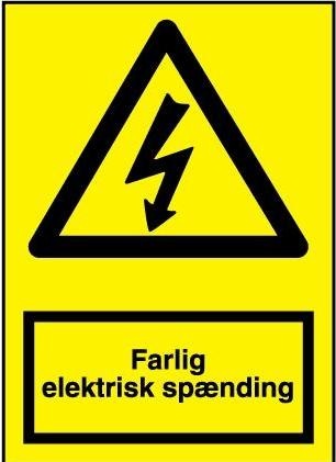 Image du produit JO Safety Panneau triangle jaune avec éclair noir Texte : tension électrique dangereuse148x210mm 1m
