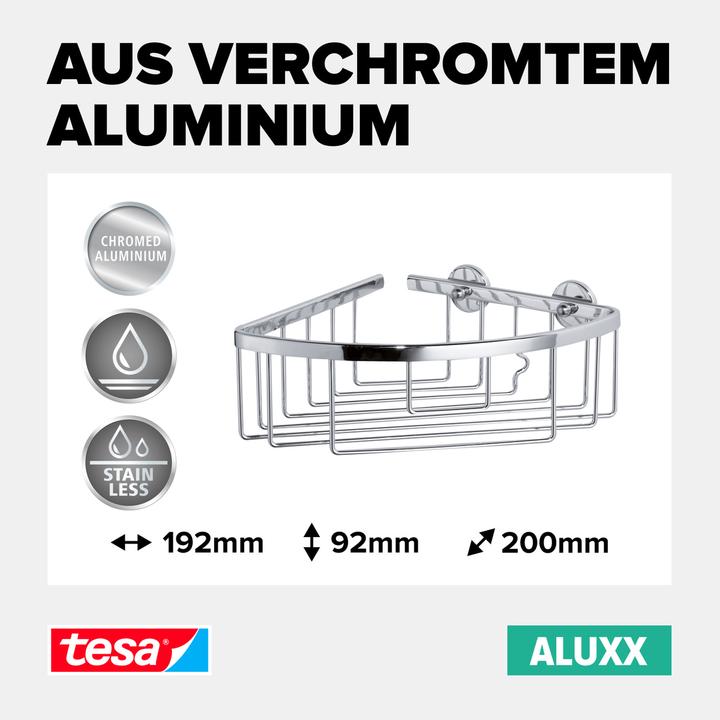 Produktbild tesa ALUXX Duschablage inkl. Klebelösung ohne Bohren (19.20 x 20 x 9.20 cm)