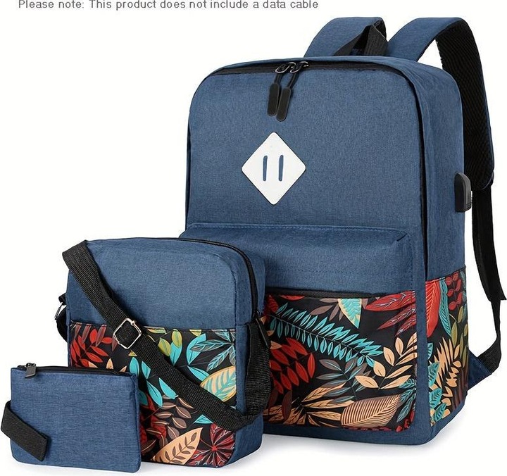 Only-Bags.Store Klassische Blätter Muster Rucksack Set, grosse Kapazität Lagerung Rucksack mit quadratischen