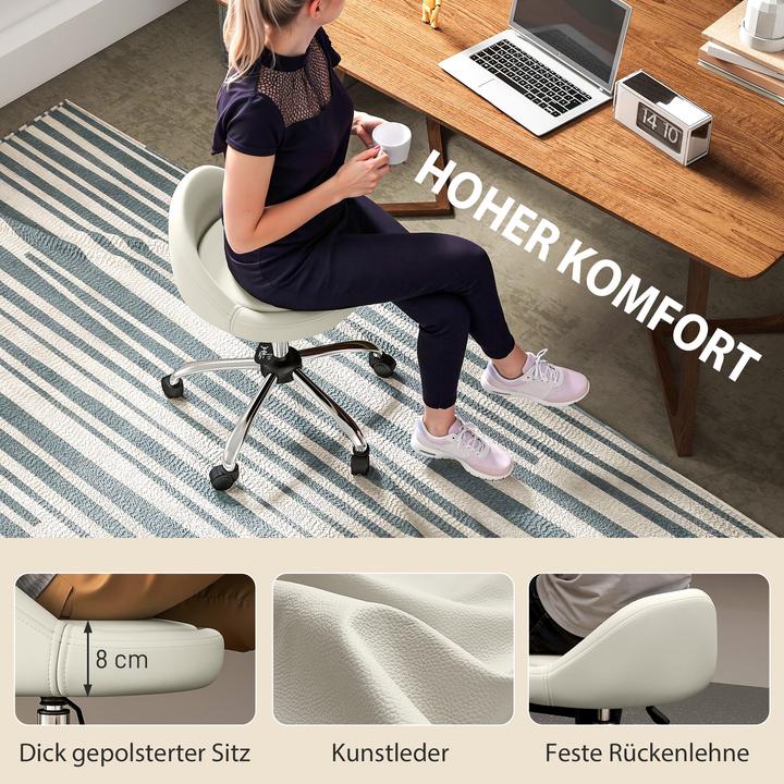 Actual product image Homcom Salonstuhl Kunstleder, Mehrschichtplatte Weiss (53 - 73 cm)