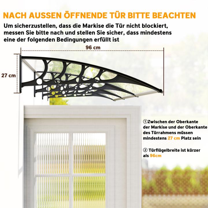 Image du produit Outsunny Pultvordach Polycarbonate, Aluminium Transparent+Schwarz
