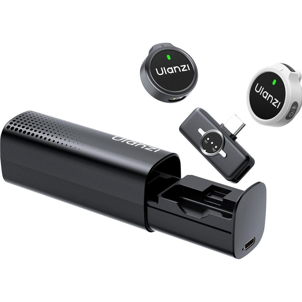 Ulanzi A21 Wireless Microphone-Set + Case USB-C - Zwart+wit, Microfono