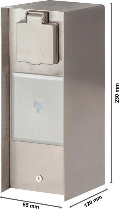 Actual product image Bold Garden Socket outlet pillar BOLD POWER Orio Smart 10425, 3-way, IP44, brushed iron (3 x)