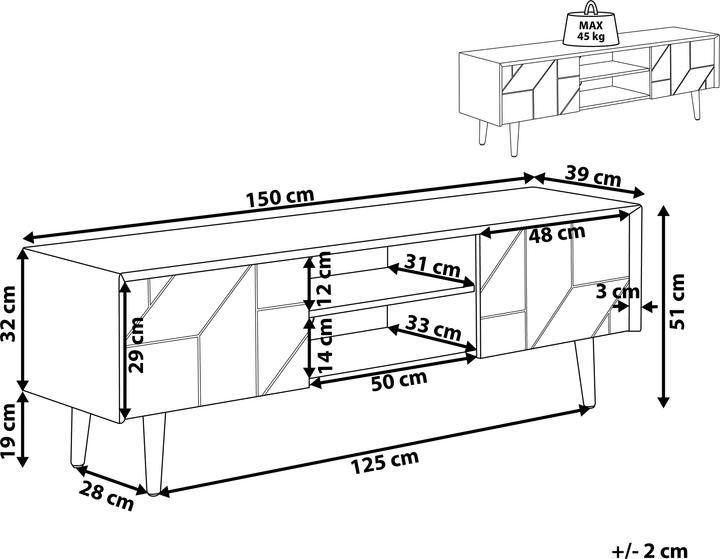 Produktbild Beliani Franklin (150 x 39 x 51 cm)