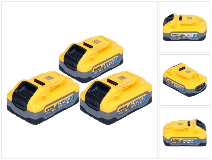 DeWalt Akku Set DCBP 518 H3 3x Powerstack Akku 18 V 5,0 Ah / 5000 mAh XR Li-Ion - mit (18 V)