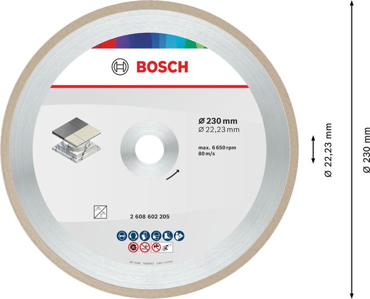 Produktbild Bosch Professional Zubehör Diamanttrennscheibe Standard for Ceramic, 230 x 22,23 x 1,6 x 7 mm, 1er-Pack