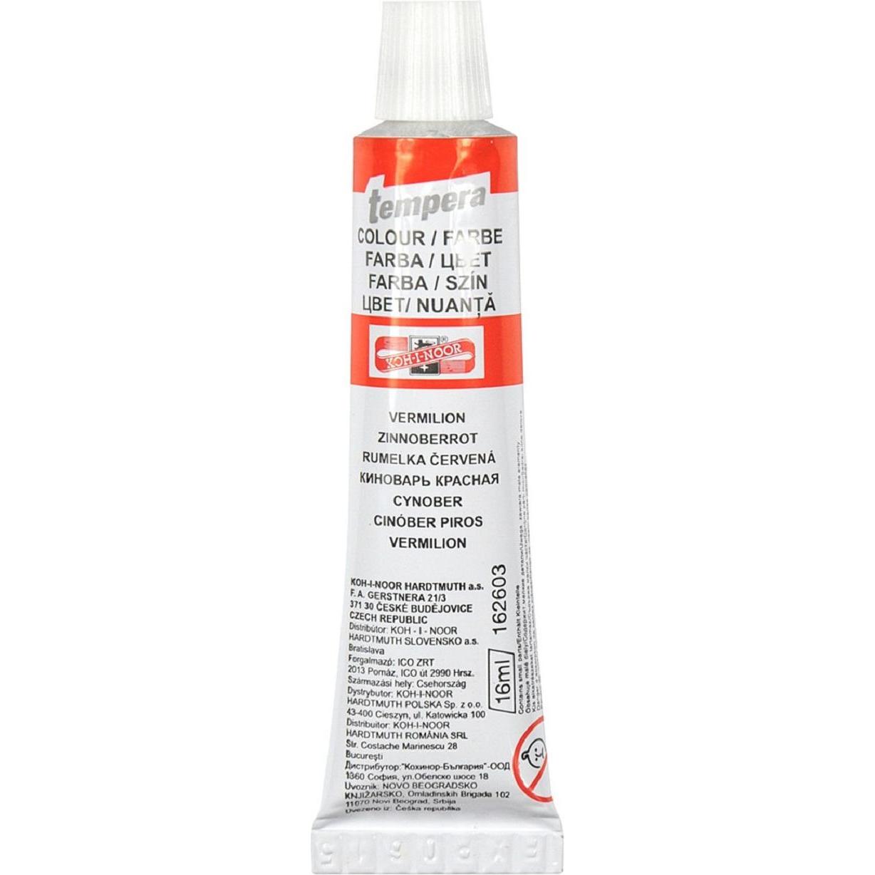 Koh-i-Noor, Colore + Vernice per fai da te, Temperafarbe 16 ml / Tube - Vermilion Red (16 ml)