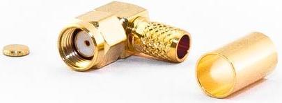 Actual product image Varia RP-SMA Male Right Angle Connector for H155 Cable, Crimp Version