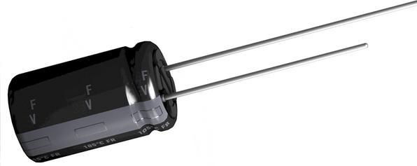 Actual product image Panasonic Electrolytic capacitor, radial, 22uF, 11uA, 50V, 65mA