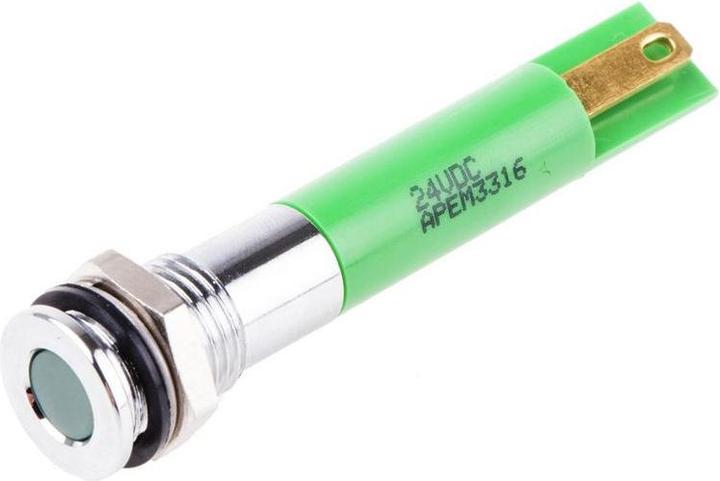 Actual product image RS PRO 8mm flush low current LED, green 24Vdc