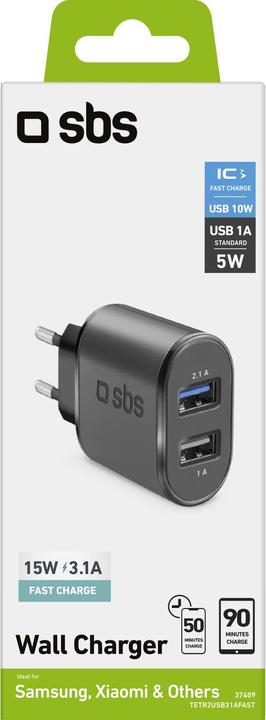 Actual product image SBS TETR2USB31AFAST Mobile Device Charger Indoor Black (1 portion)