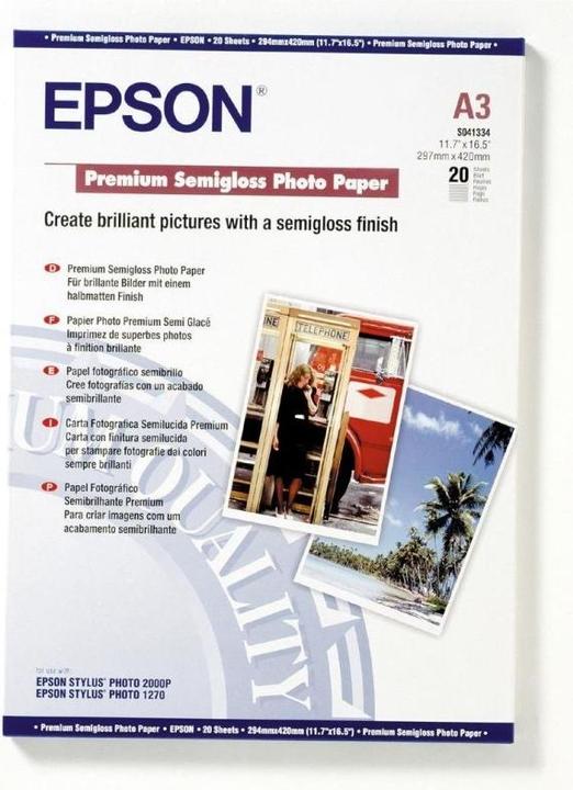 Immagine prodotto Epson Semigloss Premium (251 g/m², A3, 20 x)