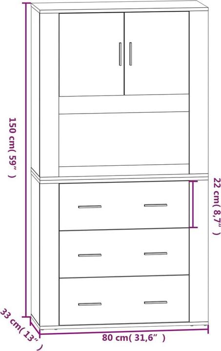 Image du produit vidaXL Highboard (80 x 33 x 70 cm)