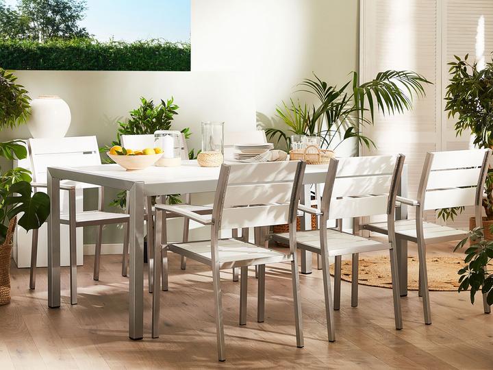 Produktbild Beliani Gartentisch Aluminium weiss 180 x 90 cm VERNIO (90 cm)