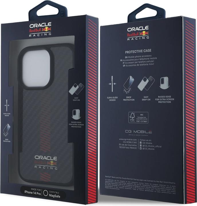 Immagine prodotto Red Bull RBHMP14L24CFGSMK iPhone 14 Pro 6.1" hardcase black Carbon Fiber Power Bar MagSafe (Apple iPhone 14 Pro)
