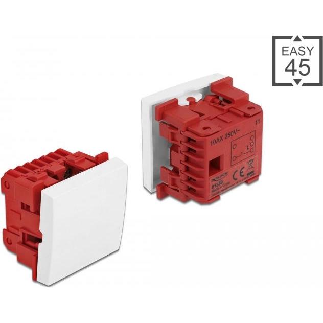 Delock Easy 45 Wippschalter 45x45mm weiss, Netzwerkkarte, Weiss