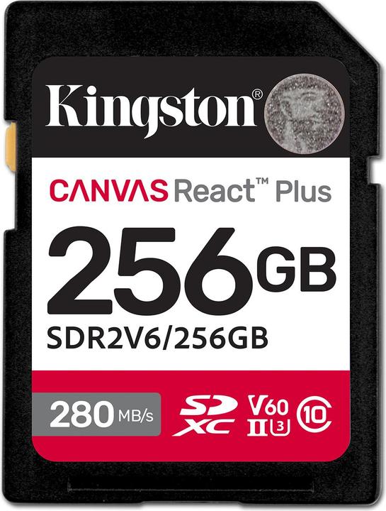 Actual product image Kingston CCanvas React Plus V60 (256 GB, SDXC, U3, UHS-II)