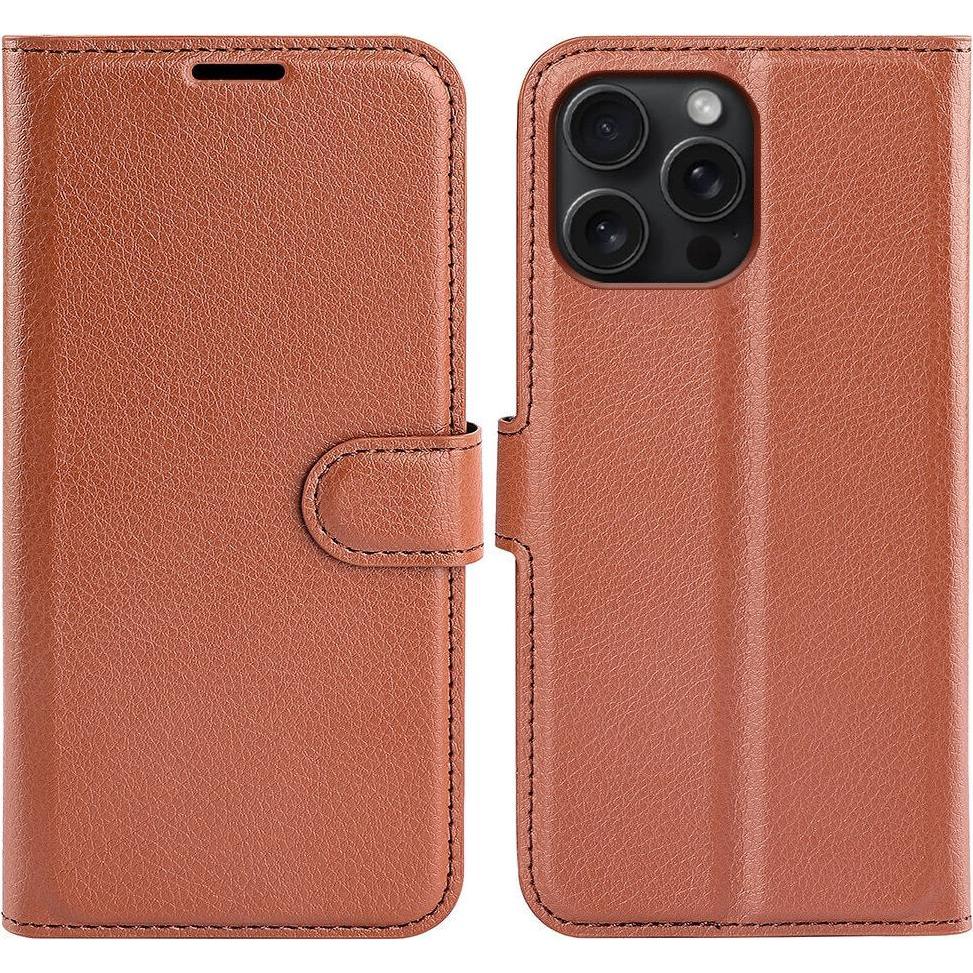 Thumbnail - Cover-Discount iPhone 16 Pro - Leder Etui Hülle (Apple iPhone 16 Pro), Smartphone Hülle, Braun