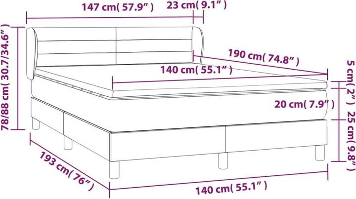 Actual product image vidaXL Boxspringbett (140 x 190 cm)