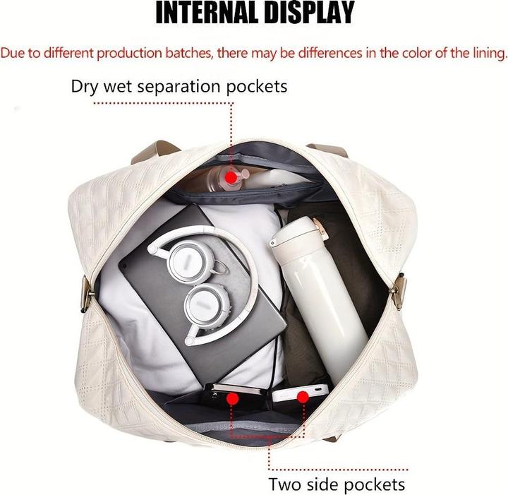 Actual product image Only-Bags.Store Lightweight Argyle Pattern Luggage Bag, Large Capacity Travel Duffle Bag, Portable Overnight