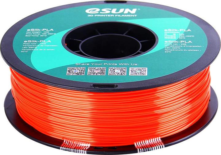 Image du produit eSUN eSilk-PLA 1,75mm Jacinth 1kg Filament 3D (PLA, 1.75 mm, 1000 g, Orange)
