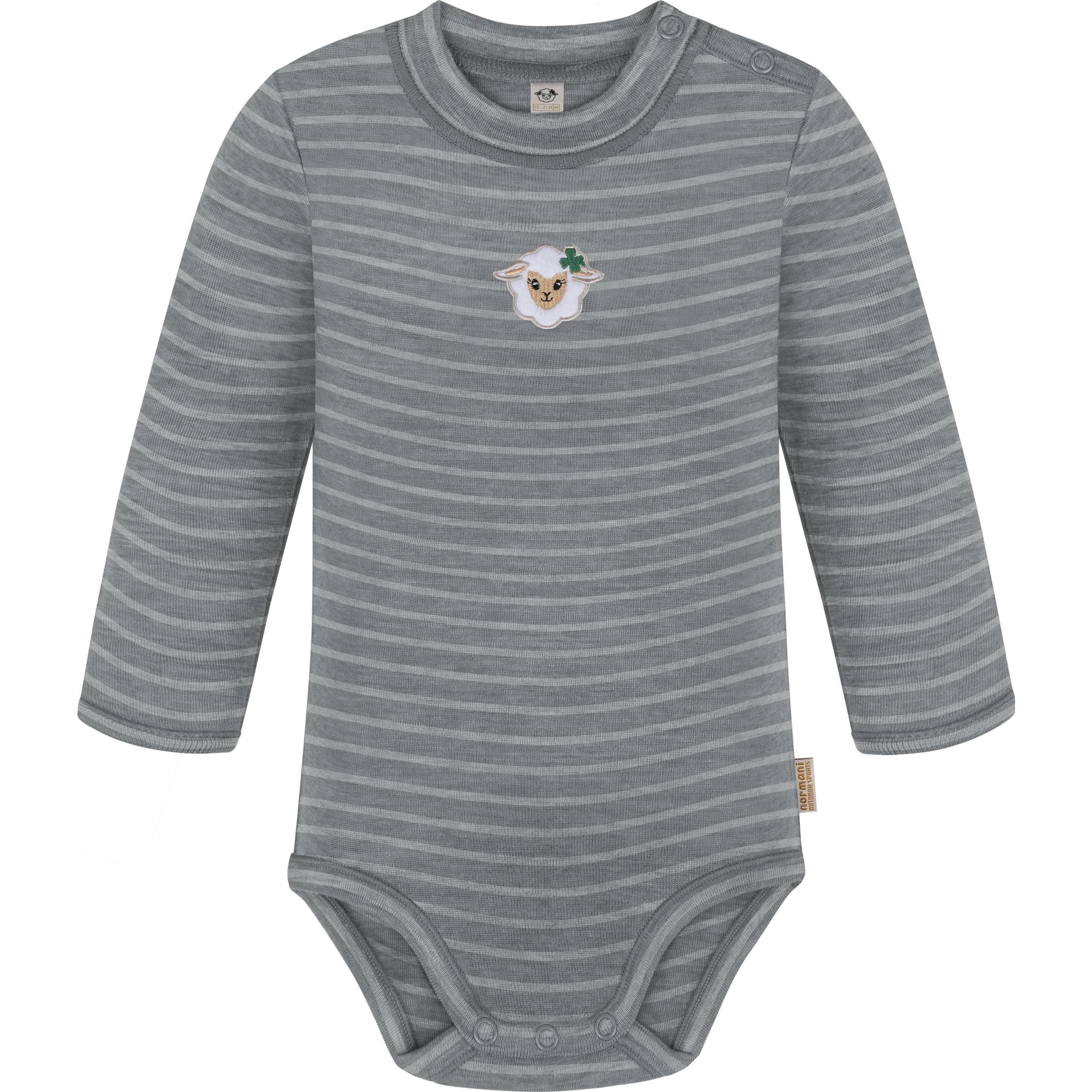 Normani, Herren, Body, 2er Pack Baby Merino Langarmbody „Tuai" - 9401, Grau, (80)