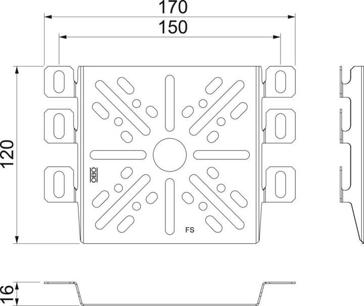 Produktbild OBO Bettermann Montageplatte universal 170x120, A2, 7085133