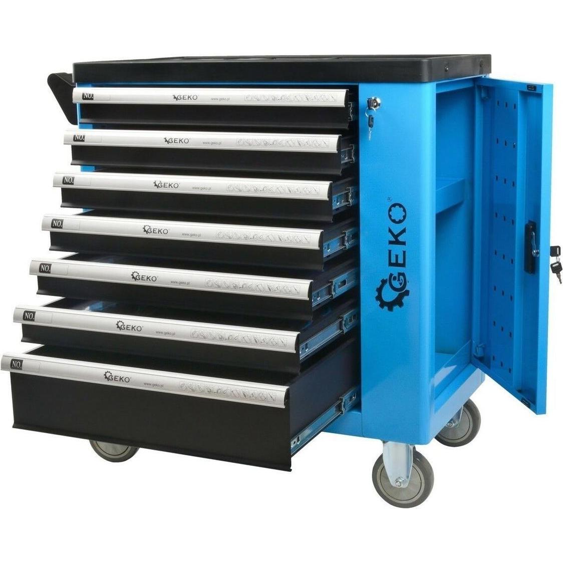 GEKO, Werkzeugwagen + Montagewagen, Werkstattschrank/-wagen mit Ausstattung 243-tlg. 7 Schubladen (243 x)