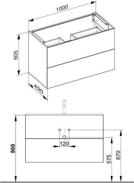 Produktbild Keuco Waschtischunterbau X-LINE 1000x605x490mm anthrazit