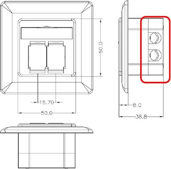 Immagine prodotto Goobay Presa universale CAT 6 incl. telaio di montaggio a superficie 2x presa di rete RJ45 schermata