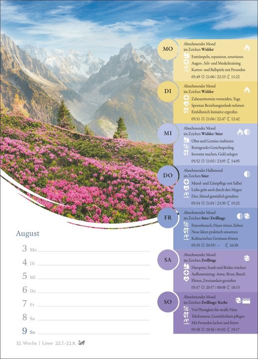 Actual product image Harenberg Mondkalender Wochenkalender 2026 - 53 Wochenblätter mit praktischen Tipps für jeden Tag (Hardcover, German)