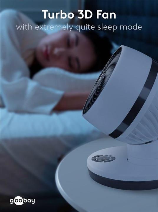 Actual product image Goobay 9 inch 3D floor fan with remote control and timer (67 dB)