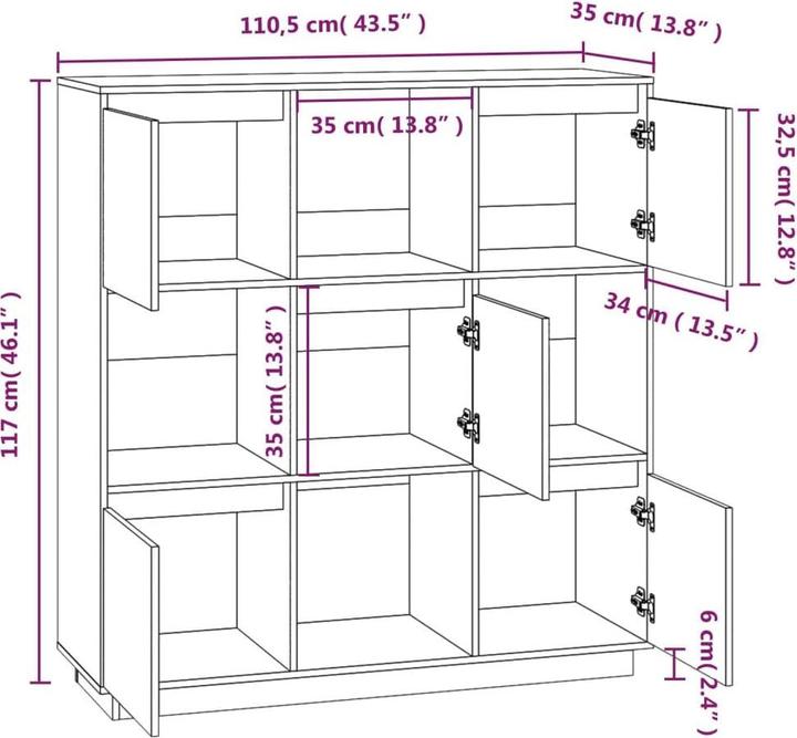 Image du produit vidaXL Highboard (110.50 x 110.50 x 117 cm)