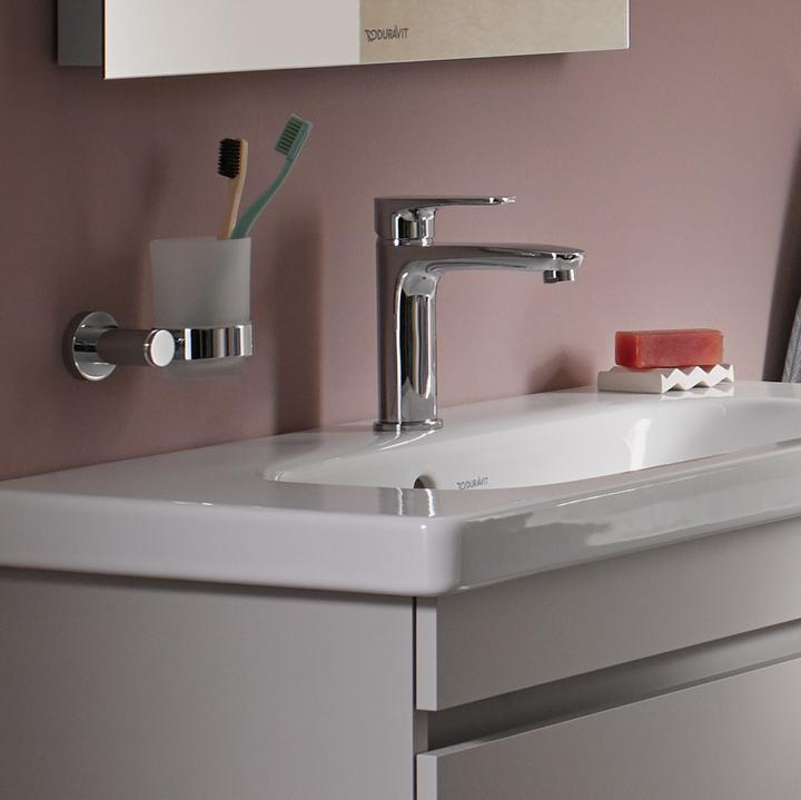 Produktbild Duravit Glashalter D-CODE mit Glas rechts chrom