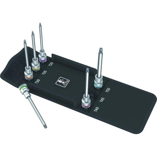Wera, Steckschlüssel + Stecknuss, Satz Schraubendreher-Einsätze für Torx 1/2 Zoll-Vierkant 6-teilig, lang