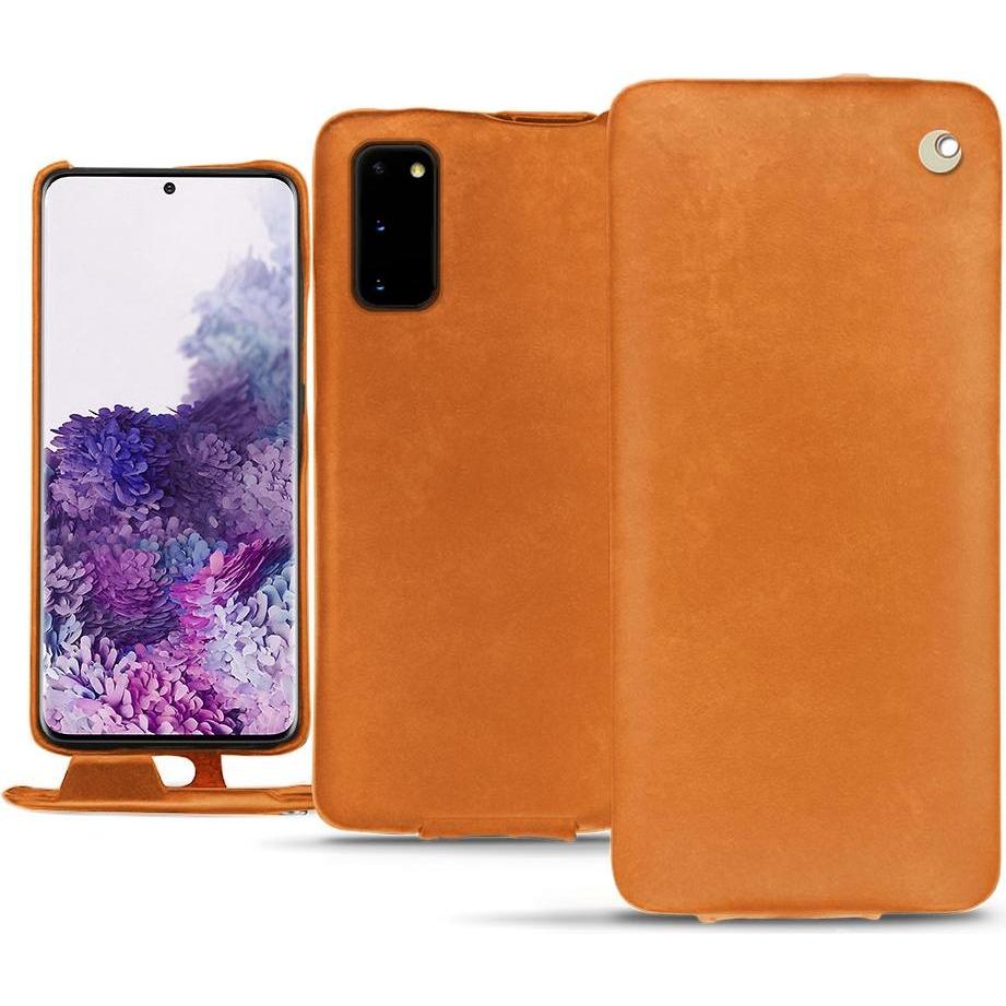 Noreve Lederschutzhülle vertikal (Samsung Galaxy S20), Smartphone Hülle, Orange