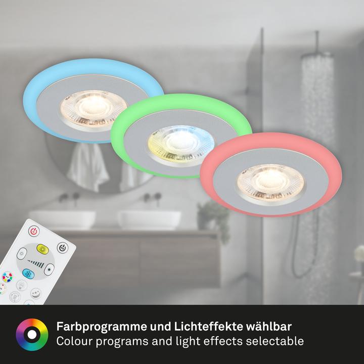 Produktbild Briloner LED Einbauleuchten-Set, mit RGB-LED, chrom-matt, 3xLED/5W, IP44 (460 lm)