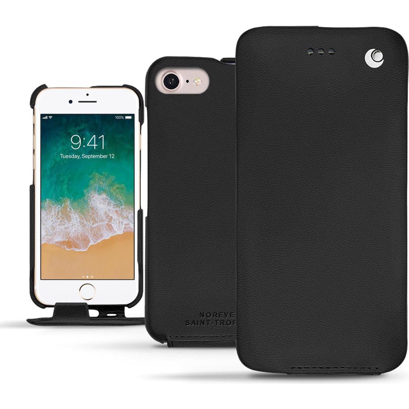 Noreve Lederschutzhülle vertikal (Apple iPhone 7), Smartphone Hülle, Schwarz